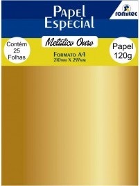 Papel A4 Metálico Ouro - Pacote de 25 Folhas