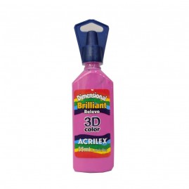 Tinta Dimensional Brilliant Relevo 3D - ROSA FUCHSIA 872 - Acrilex 35 ml