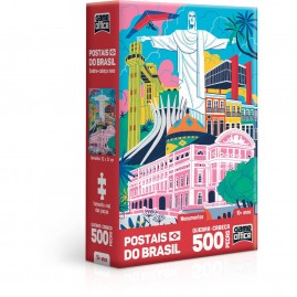 Quebra-cabeça (cartonado) Postais Brasil Monumentos 500 peças nano - Toyster