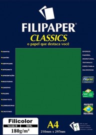 Filipaper Filicolor 180g/m² (50 folhas; verde) A4 FP03445