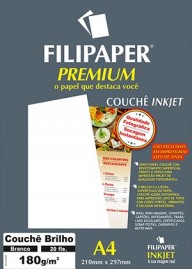 Filipaper Couchê Premium 180g/m² (20 folhas; branco) A4 FP02504