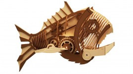 Peixe Mecânico Steampunk - Quebra-cabeça 3D em MDF