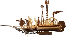 Veleiro a Vapor de Jules Verne Steampunk - Quebra-cabeça 3D em MDF