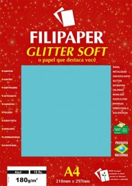 Filipaper GLITTER SOFT 180g/m² (15 folhas; Azul) A4 FP01300