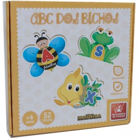 Brinquedo pedagogico (em madeira) Abc Dos Bichos 52 Pcs - Brinc. De Crianca