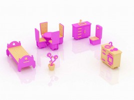 Conjunto de móveis V Barbie - Quebra-cabeça 3D em MDF
