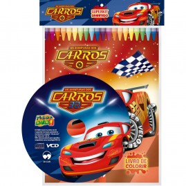 Livro Infantil Colorir Super Kit Animado Carros com CD