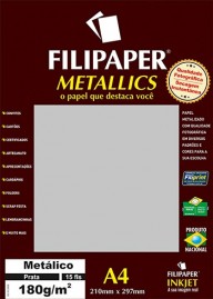 Filipaper METALLICS Prata 180g/m² A4(15fls) FP01101